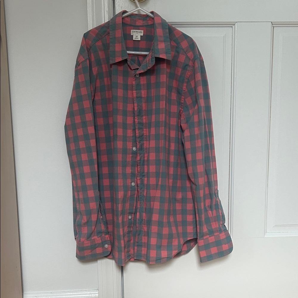 J. Crew Kids Red and Green Plaid Button-Down Shirt